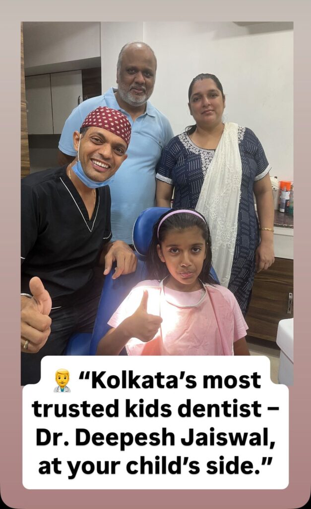 "Pediatric dental consultation at DENTAMEDICS, Kolkata – child patient with Dr. Deepesh Jaiswal"